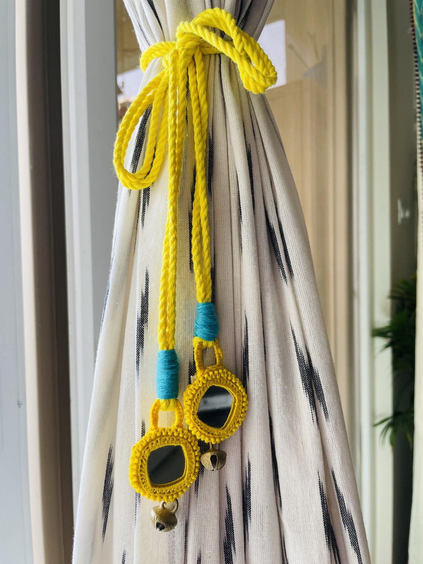 Sunny Yellow Embroidered Curtain Tiebacks