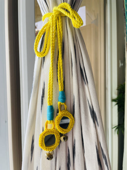 Sunny Yellow Embroidered Curtain Tiebacks