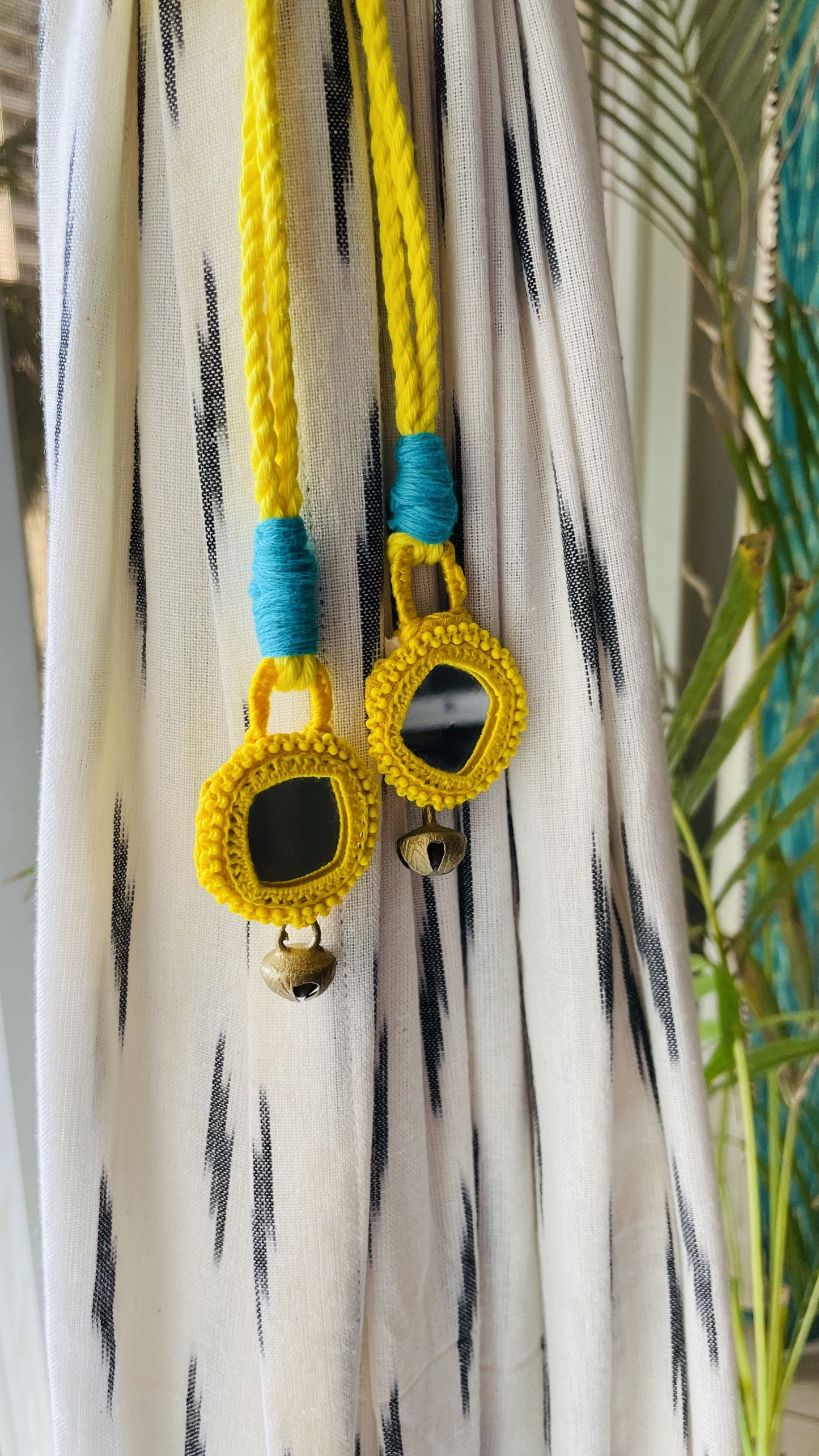 Sunny Yellow Embroidered Curtain Tiebacks