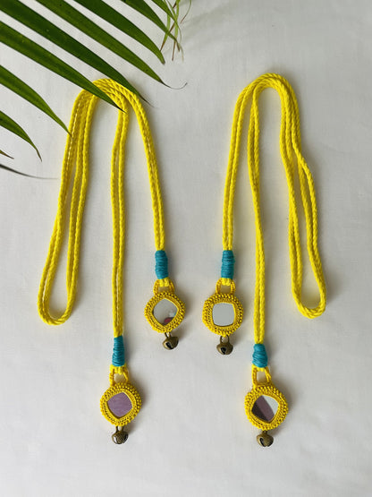 Sunny Yellow Embroidered Curtain Tiebacks