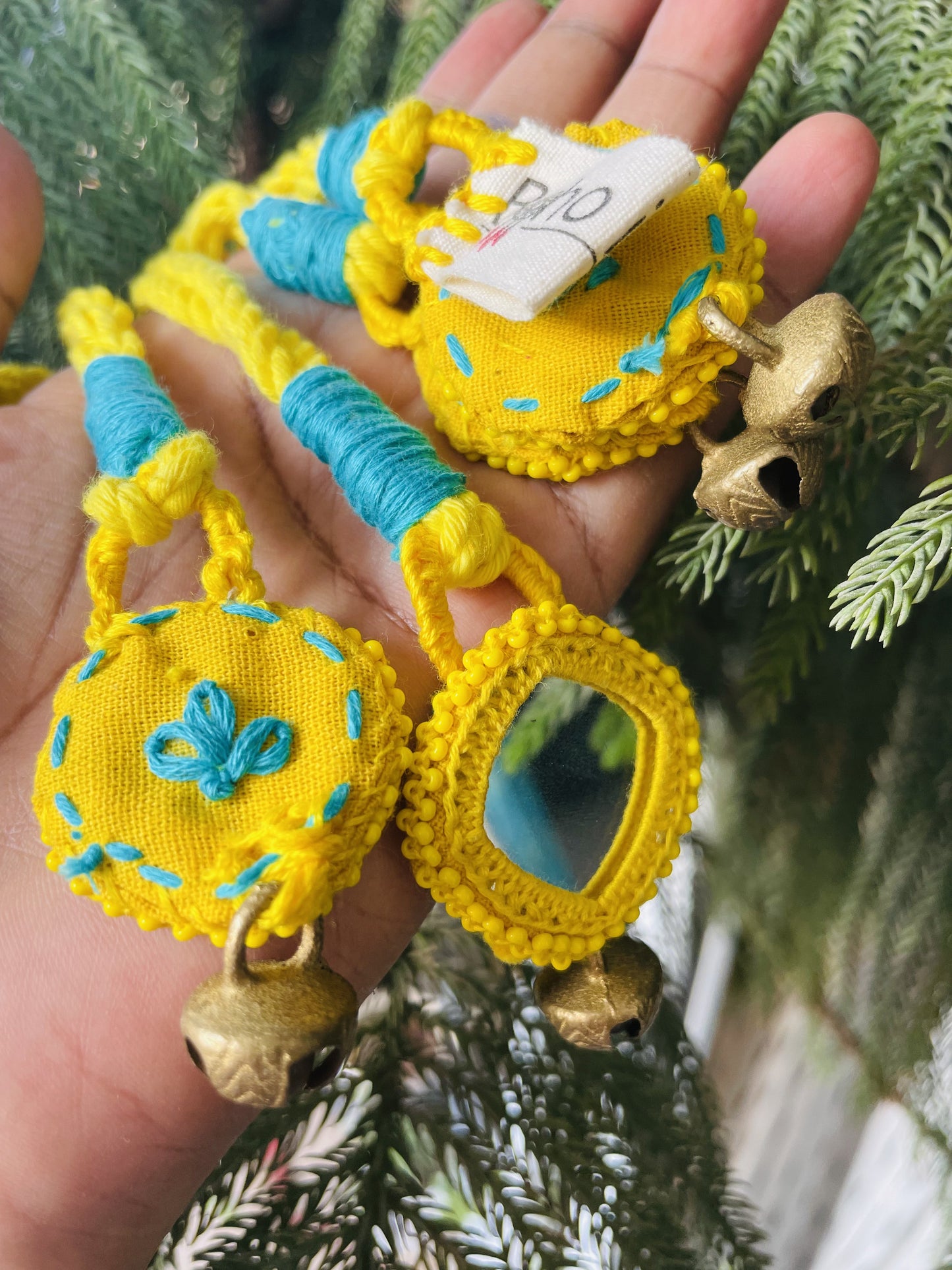 Sunny Yellow Embroidered Curtain Tiebacks