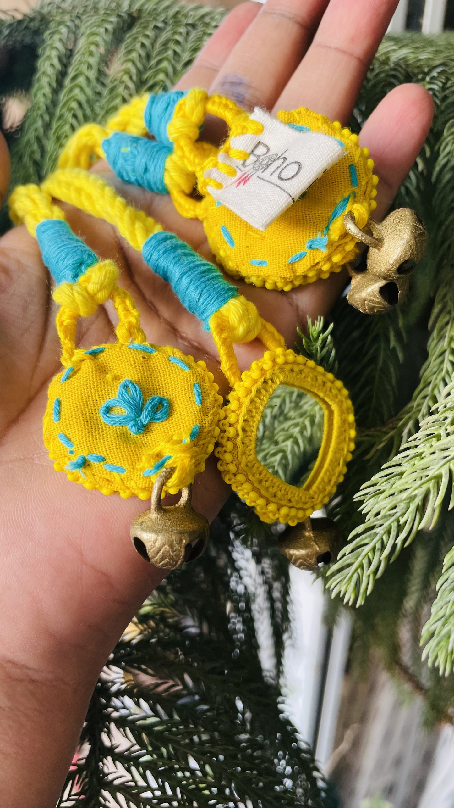 Sunny Yellow Embroidered Curtain Tiebacks