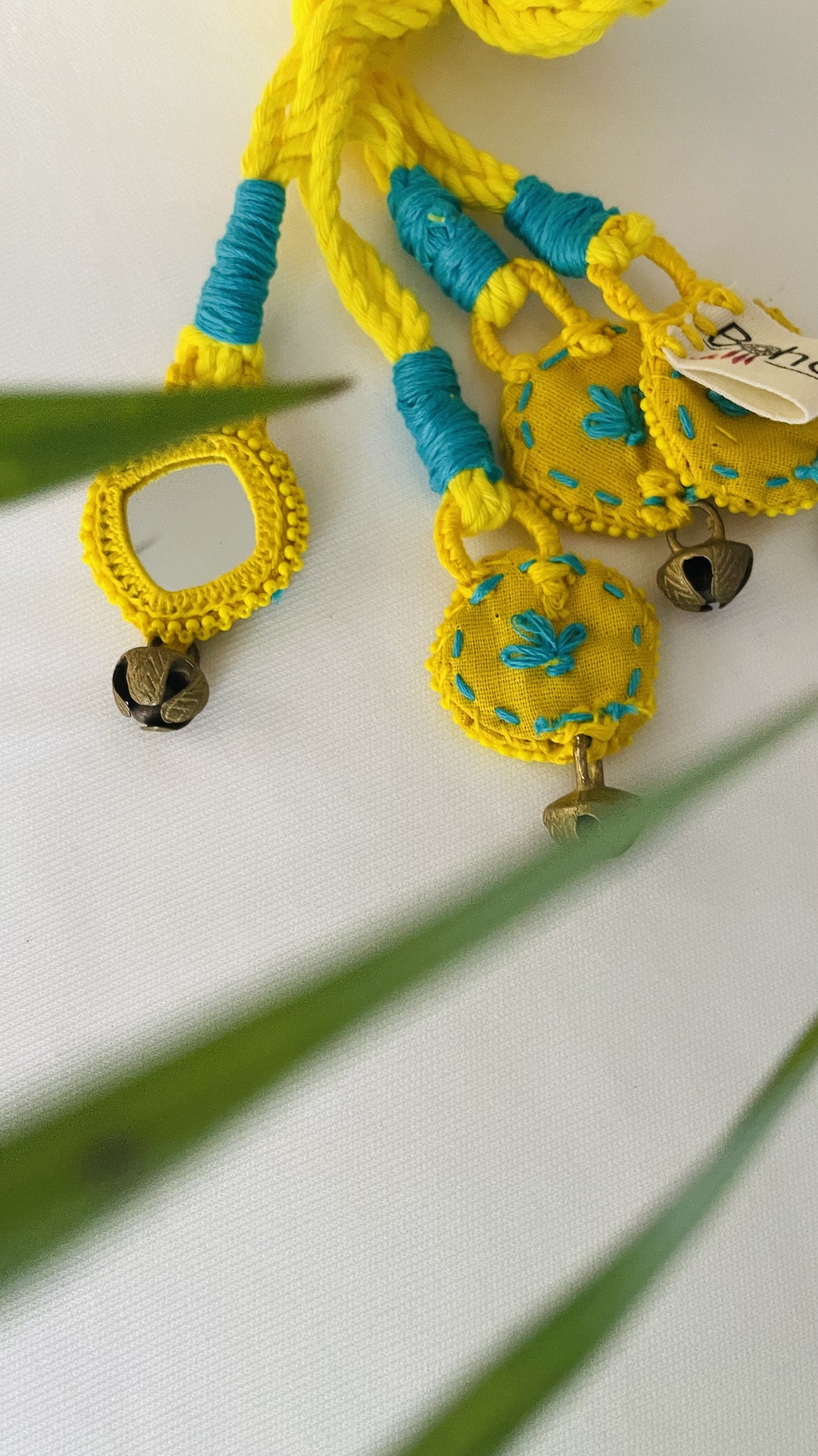 Sunny Yellow Embroidered Curtain Tiebacks