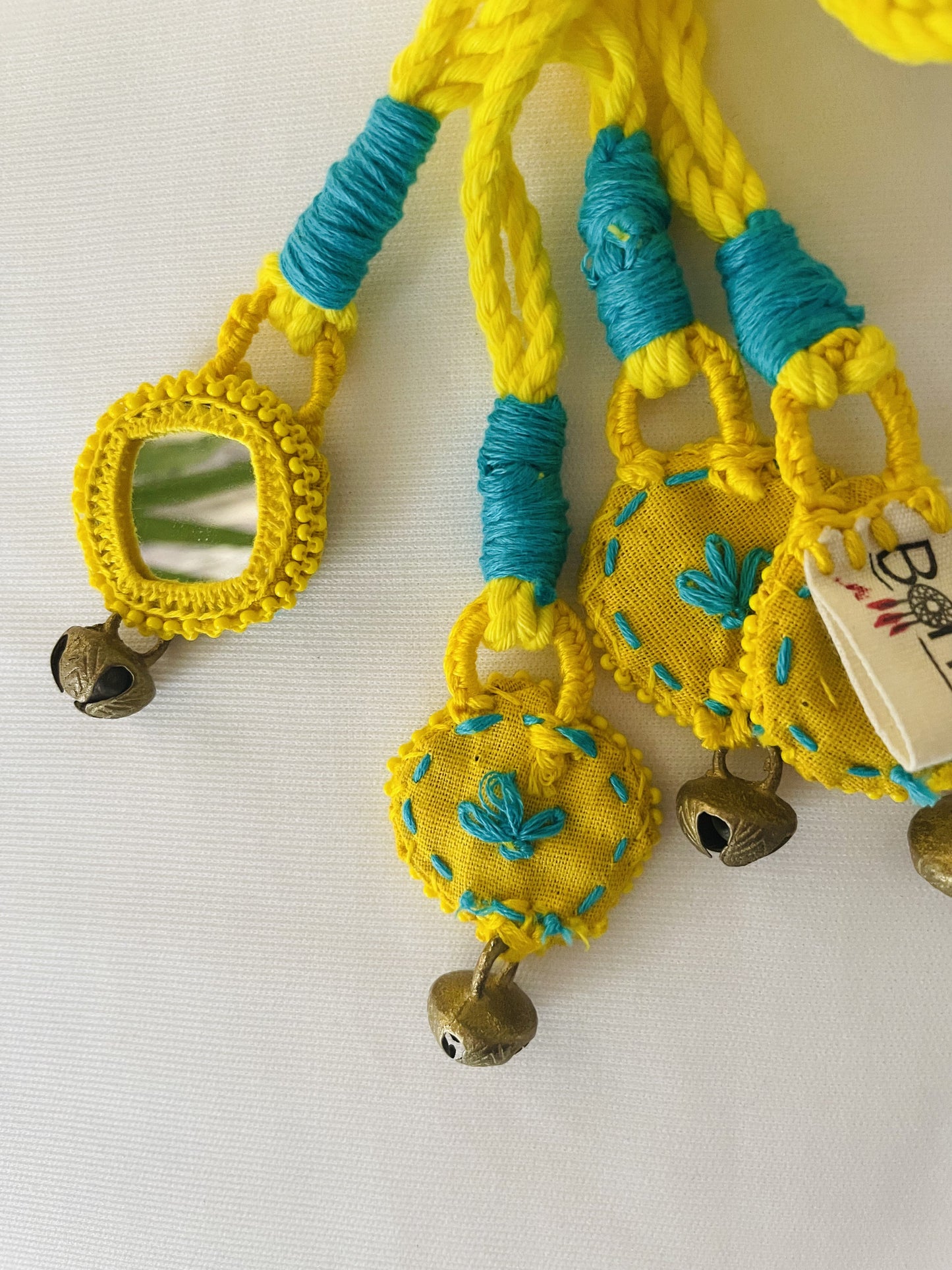 Sunny Yellow Embroidered Curtain Tiebacks