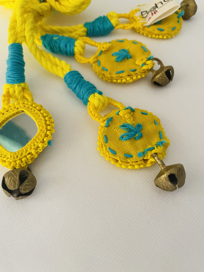 Sunny Yellow Embroidered Curtain Tiebacks