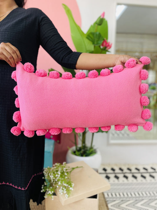 Cushion with Pom-Pom Trim