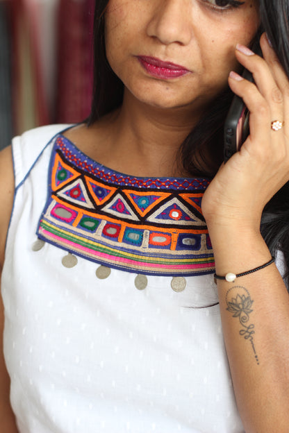 White kutchi work dress