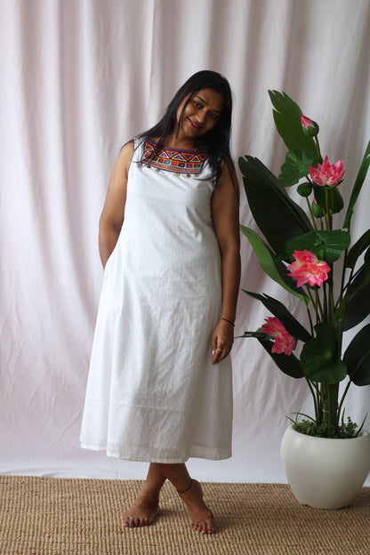 White kutchi work dress