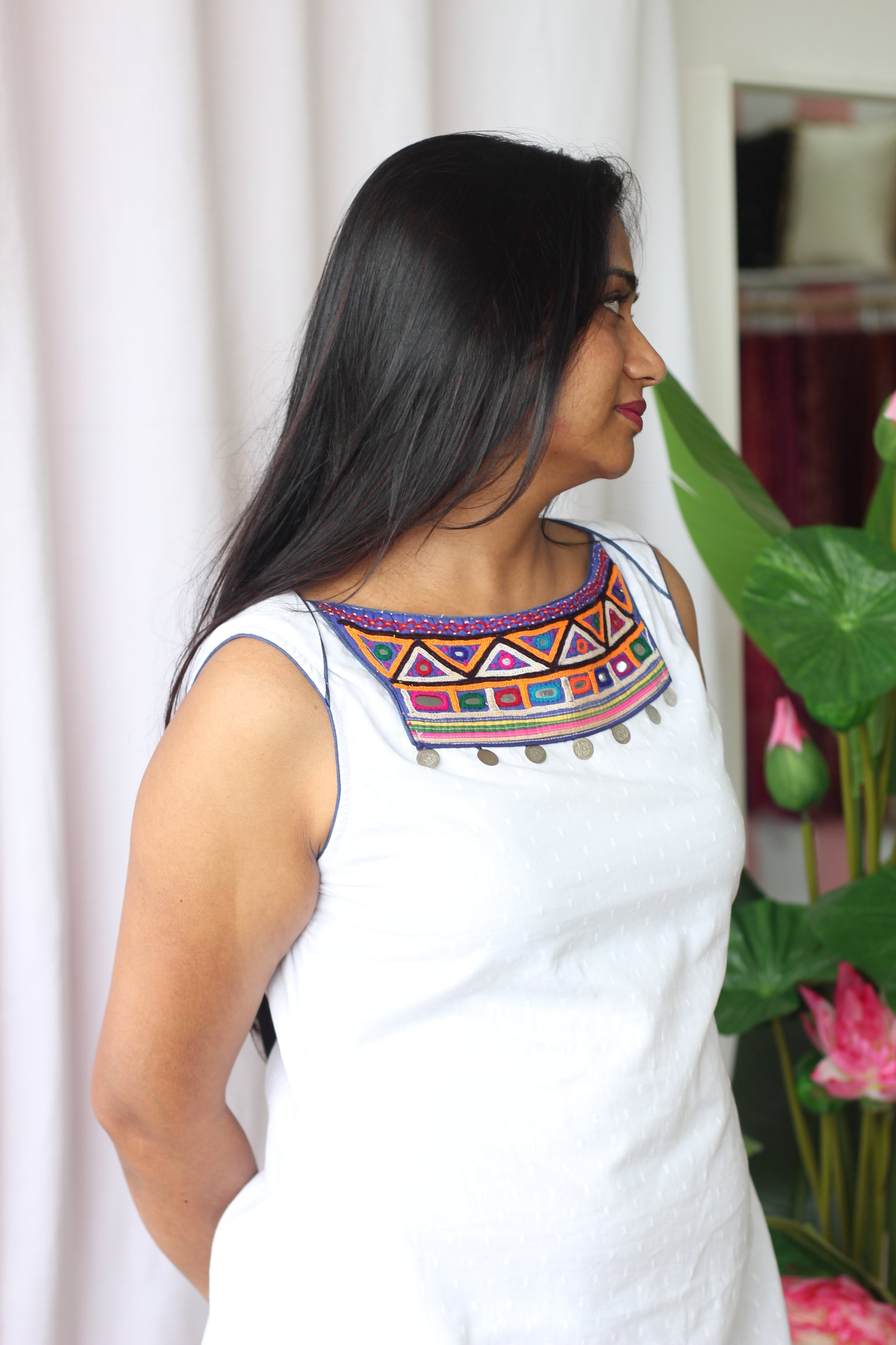 White kutchi work dress