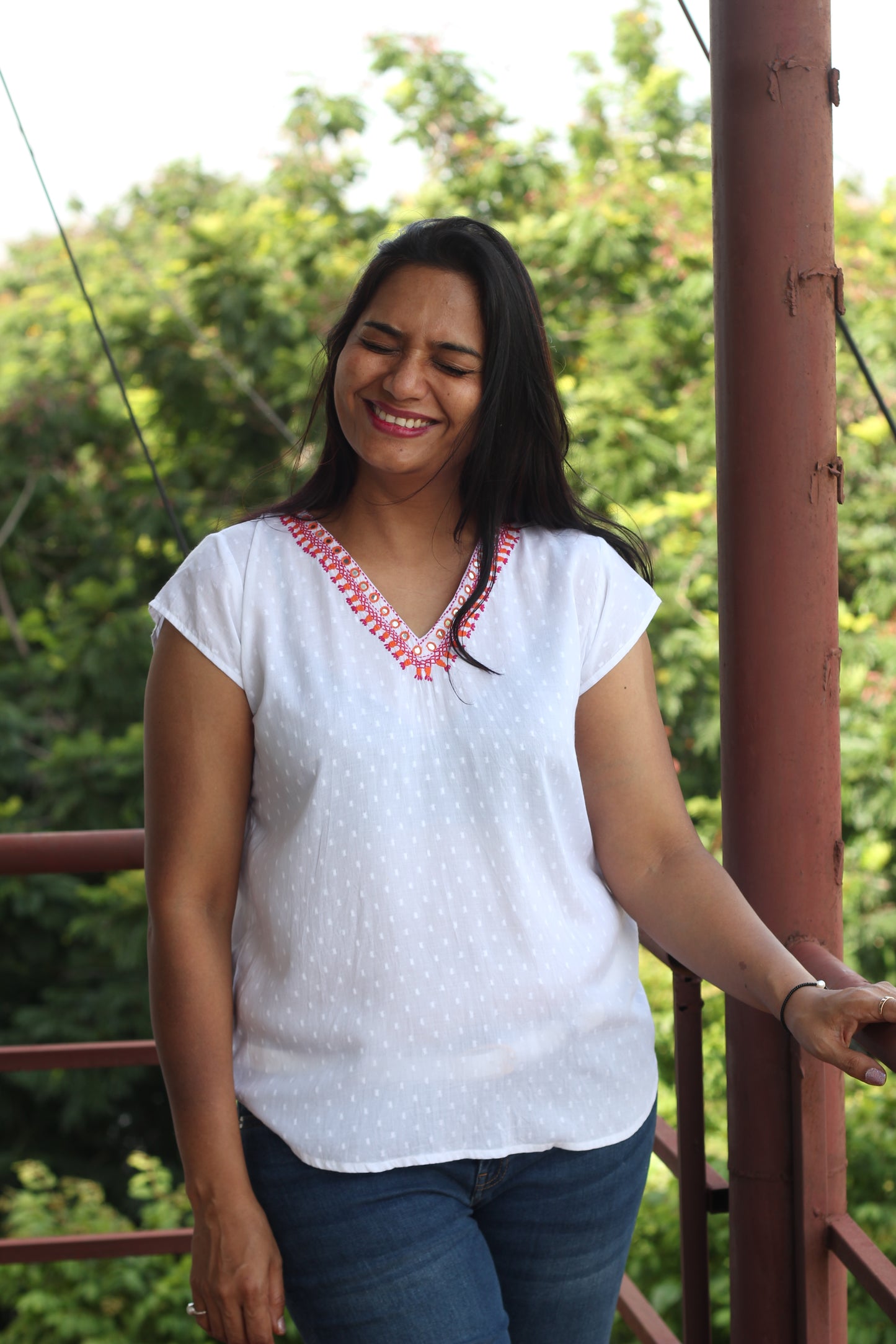 White embroidered top