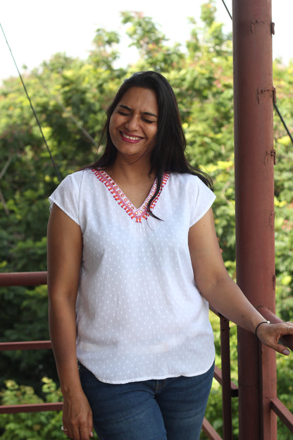 White embroidered top