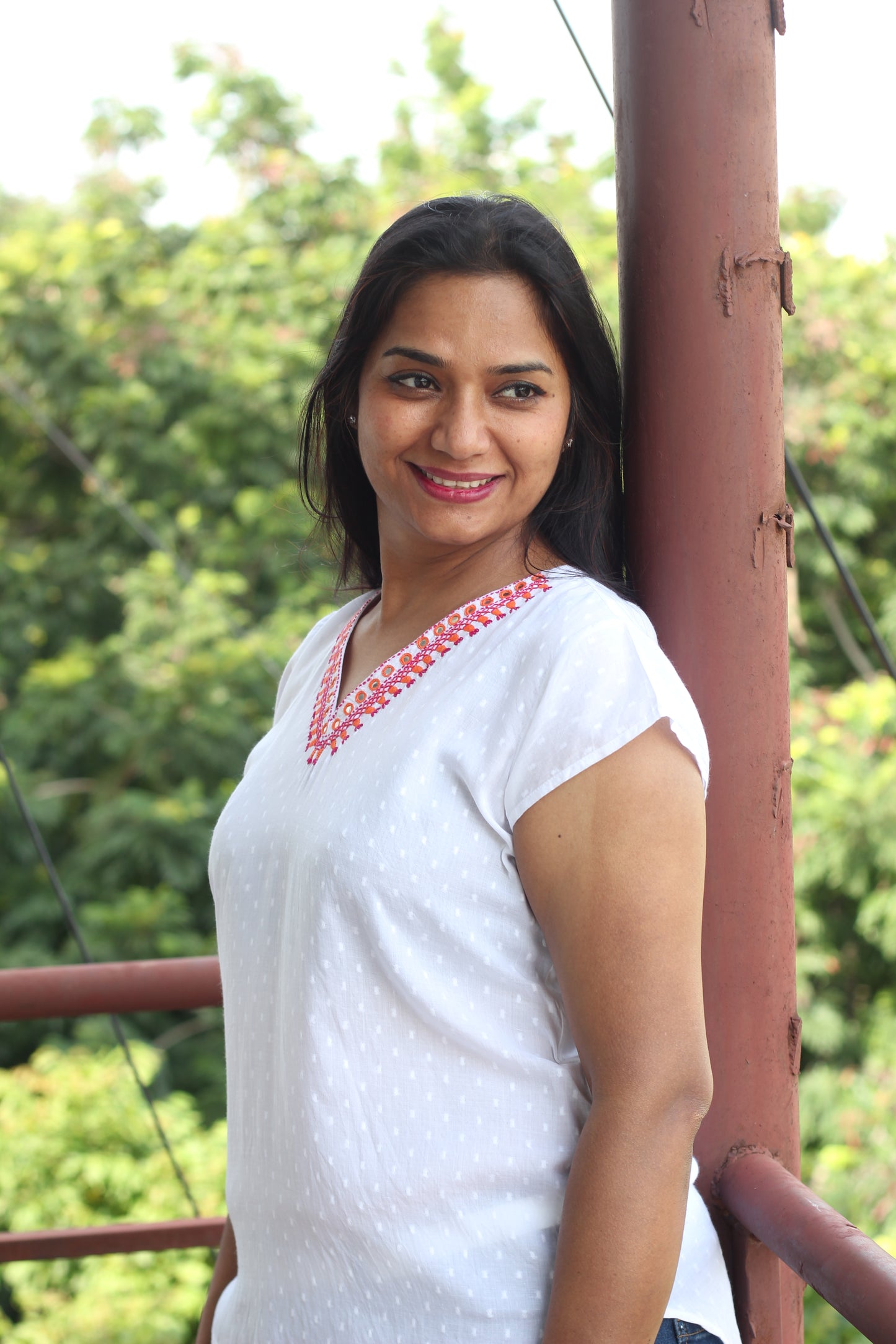 White embroidered top