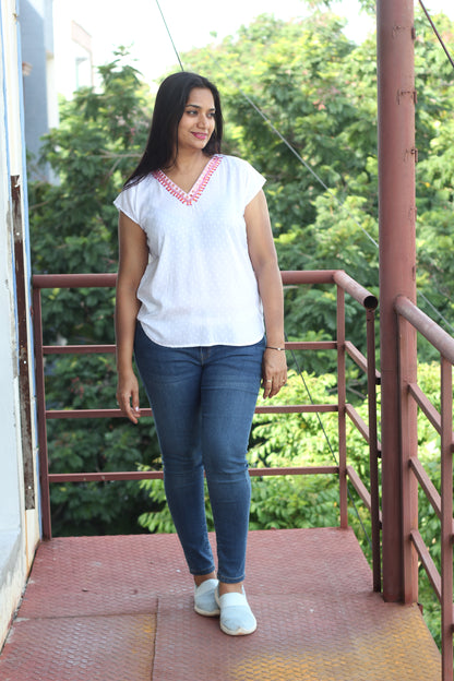 White embroidered top
