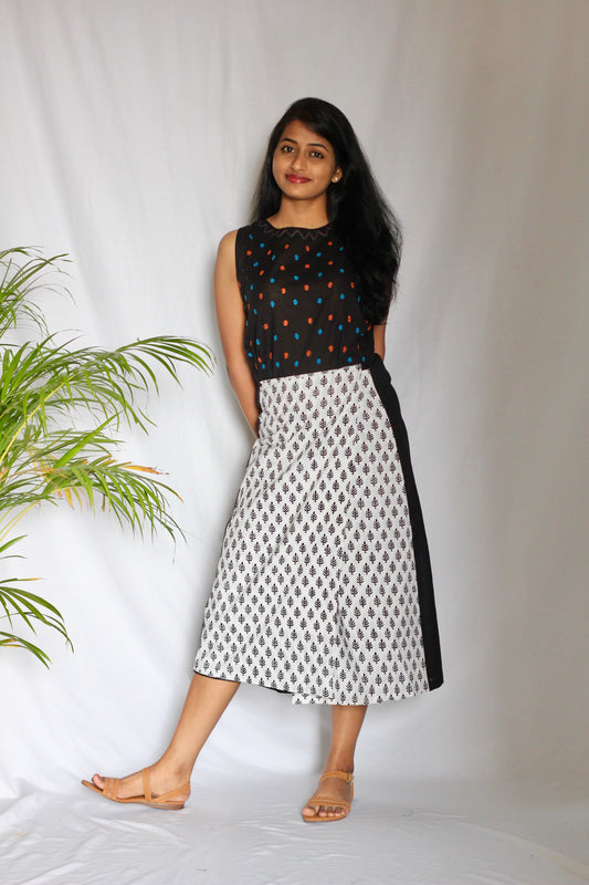 Black and white wrap dress