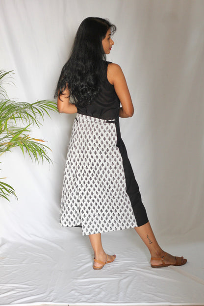 Black and white wrap dress