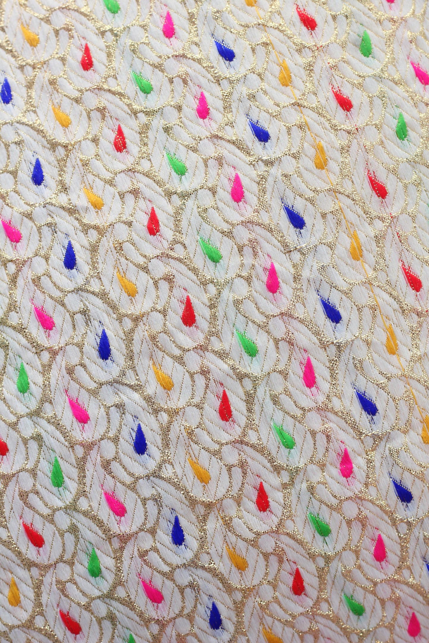 Off white multi coloured brocade cushion cover